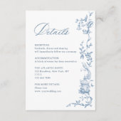 Victoriaans Bloemen Blauw bruiloft Details Informatiekaartje (Voorkant)