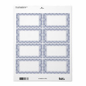 Victoriaans Bloemen Blauw Kant Damask Etiket (Full Sheet)