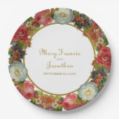 Victoriaans Bloemen Bloeiende Herfstbruiloft Papieren Bordje (Voorkant)