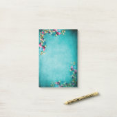 Victoriaans bloemen bloemen blauwgroen roze elegan post-it® notes (Op bureau)