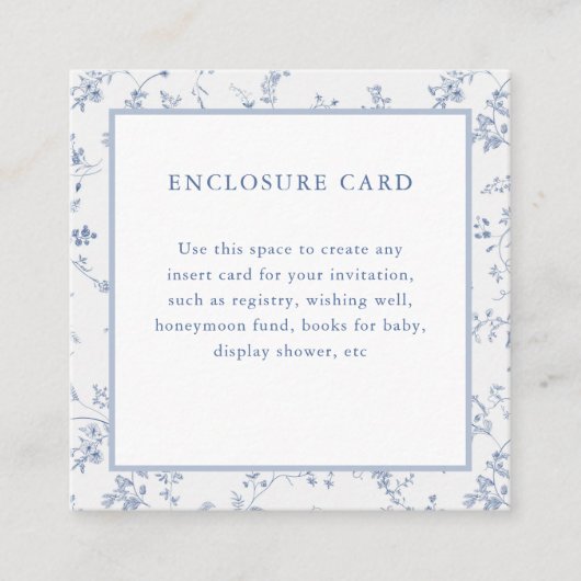 Victoriaans  Bloemen Blu Square Behuizing Kaart (Voorkant)