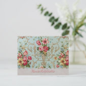 Victoriaans bloemen - Briefkaart / RSVP / Uitnodig (Staand voorkant)