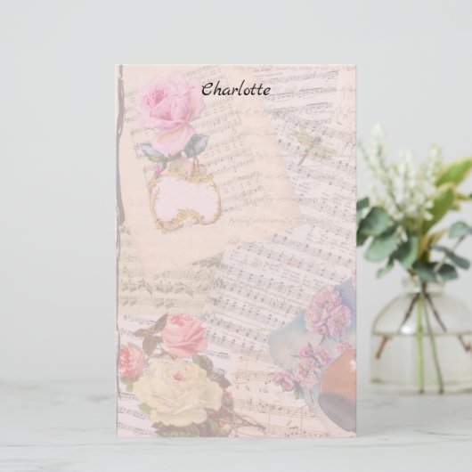 Victoriaans bloemen briefpapier (Staand voorkant)