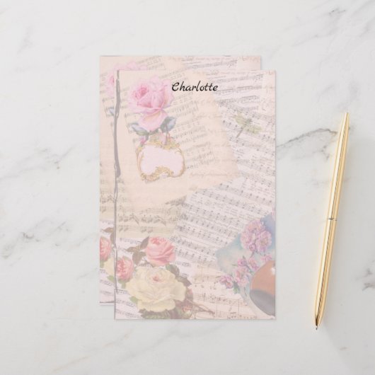 Victoriaans bloemen briefpapier (Voorkant / Achterkant in situ)