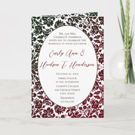 Victoriaans Bloemen Damask bruiloft tweevoudige ui (Voorkant)