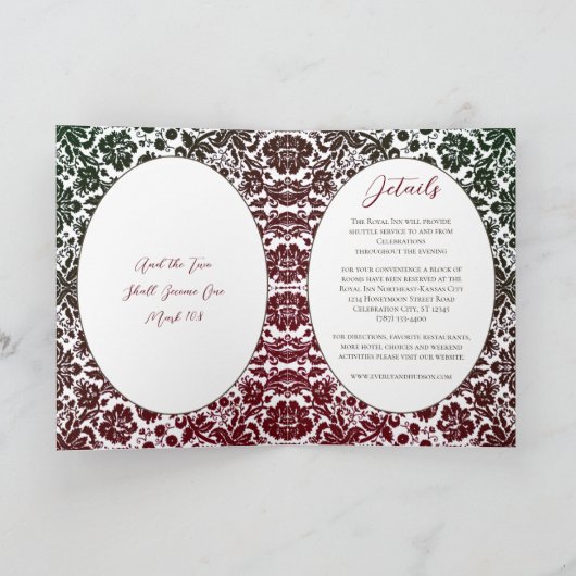 Victoriaans Bloemen Damask bruiloft tweevoudige ui (Binnen)