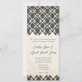  Victoriaans Bloemen Damask Wedding Kaart