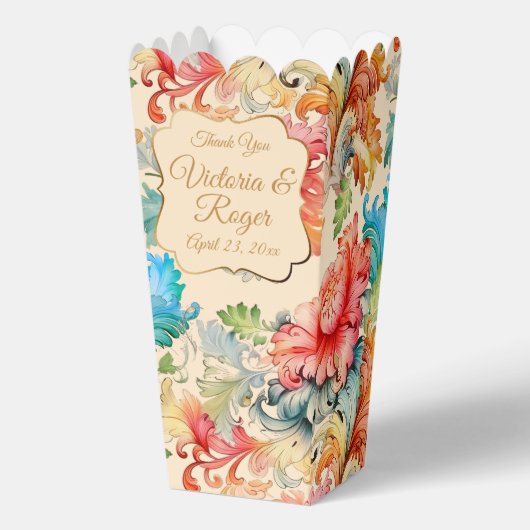 Victoriaans  Bloemen Dank u bruiloft Bedankdoosjes (Voorkant)