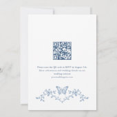 Victoriaans Bloemen Dusty Blue Sketch Wedding Kaart (Achterkant)
