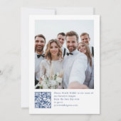 Victoriaans  Bloemen Dusty Blue Wedding QR-code Bedankkaart (Achterkant)
