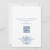 Victoriaans Bloemen Dusty Blue Wedding QR-code Save The Date (Achterkant)