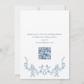 Victoriaans Bloemen Dusty Blue Wedding QR-code Save The Date (Achterkant)