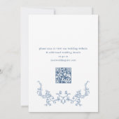 Victoriaans  Bloemen Dusty Blue Wedding QR-code Save The Date (Achterkant)