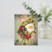 Victoriaans bloemen en vlinders briefkaart (Staand voorkant)