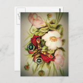 Victoriaans bloemen en vlinders briefkaart (Voorkant / Achterkant)