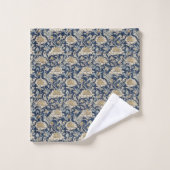 Victoriaans Bloemen Handdoek Set – Indigo Chrysant (Wasdoekje)