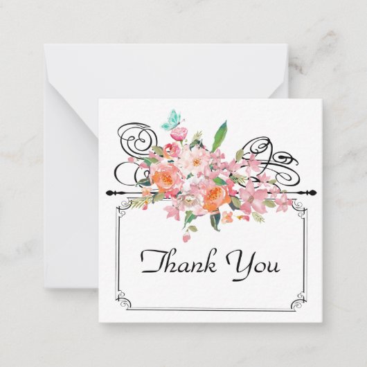 Victoriaans Bloemen Hang Teken bruiloft Witte Zwar Notitiekaartje (Voorkant)