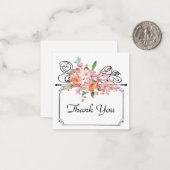 Victoriaans Bloemen Hang Teken bruiloft Witte Zwar Notitiekaartje (Voorkant / Achterkant in situ)