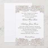 Victoriaans Bloemen Kant op White Design Wedding Kaart (Voorkant / Achterkant)