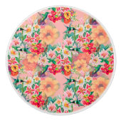 Victoriaans  bloemen keramische knop (Voorkant)