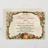Victoriaans Bloemen Lijst Bruids Douche Invitation Kaart (Voorkant / Achterkant)