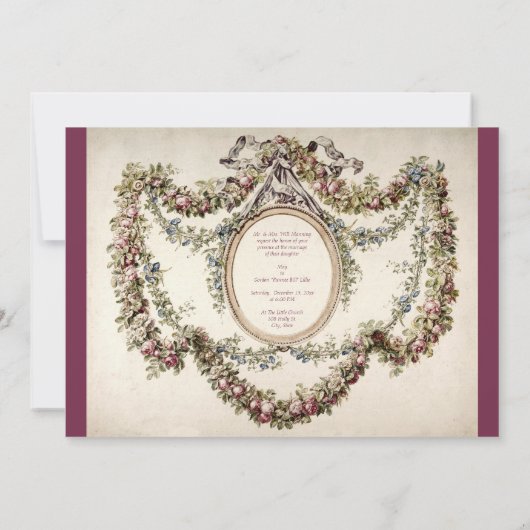  Victoriaans Bloemen Lijst Huwelijksuitnodiging Kaart (Achterkant)