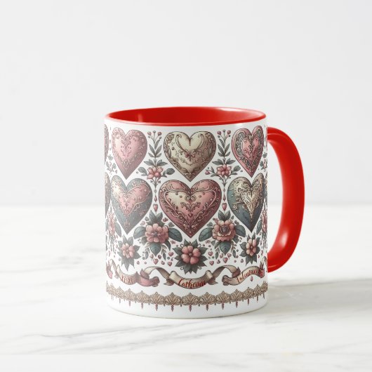 Victoriaans Bloemen Mok voor Valentijn's Day (Voorkant rechts)