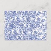 Victoriaans Bloemen Navy Blue Receptie Wedding Informatiekaartje (Achterkant)