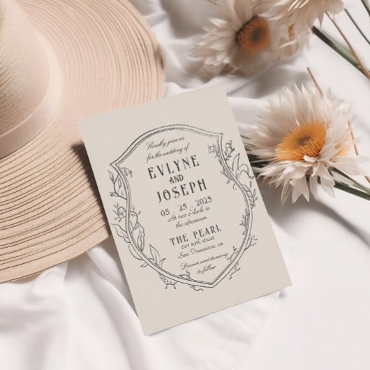 Victoriaans Bloemen Ornament Barok Bruiloft Kaart