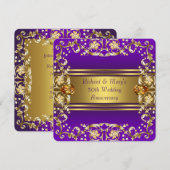 Victoriaans bloemen Paars en Gold 50e Jubileum Kaart (Voorkant / Achterkant)