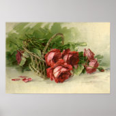 Victoriaans bloemen, rode rozen Poster (Voorkant)