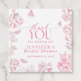 Victoriaans Bloemen Roze en Witte Vlinder Bedankjes Labels