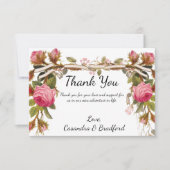 Victoriaans Bloemen Rozen Bruiloftsdank Bedankkaart (Voorkant)