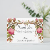 Victoriaans Bloemen Rozen Bruiloftsdank Bedankkaart (Staand voorkant)