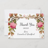 Victoriaans Bloemen Rozen Bruiloftsdank Bedankkaart (Achterkant)
