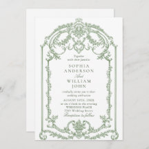 Victoriaans  Bloemen Sage Green Wedding QR-code