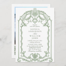 Victoriaans  Bloemen Sage Green Wedding QR-code