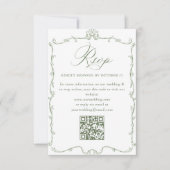 Victoriaans  Bloemen Sage Green Wedding QR-code RSVP Kaartje (Voorkant)