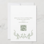 Victoriaans Bloemen Sage Green Wedding QR-code Save The Date (Achterkant)