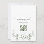 Victoriaans Bloemen Sage Green Wedding QR-code Save The Date (Achterkant)