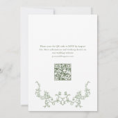 Victoriaans Bloemen Sage Groen QR code Trouwen Kaart (Achterkant)