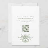 Victoriaans Bloemen Sage Groen QR code Trouwen Kaart (Achterkant)