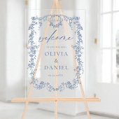 Victoriaans Bloemen Stoffig Blauw Franse bruiloft  Acryl Bord