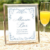 Victoriaans Bloemen Stoffig Blauw Mimosa Bar Teke Poster