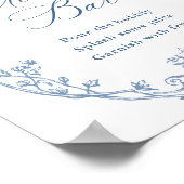 Victoriaans Bloemen Stoffig Blauw Mimosa Bar Teke Poster (Hoek)