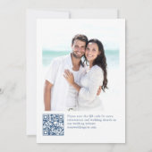 Victoriaans Bloemen Stoffig Blauw QR code Trouwen Kaart (Achterkant)