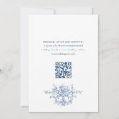 Victoriaans Bloemen Stoffig Blauw QR code Trouwen Kaart (Achterkant)