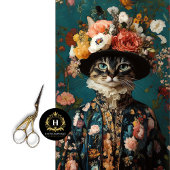Victoriaans Bloemen Tabby Kattenjurk Decoupage Tissuepapier