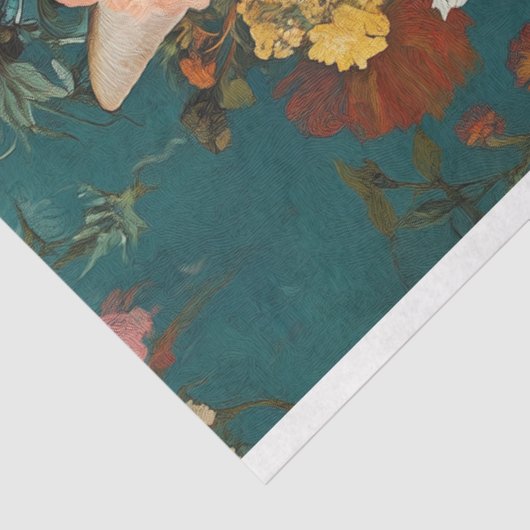 Victoriaans Bloemen Tabby Kattenjurk Decoupage Tissuepapier (Detail)