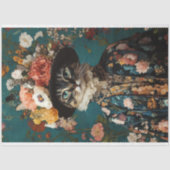 Victoriaans Bloemen Tabby Kattenjurk Decoupage Tissuepapier (Voorkant)